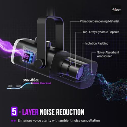 FIFINE USB/XLR Dynamic Microphone for Podcast Recording – In Use