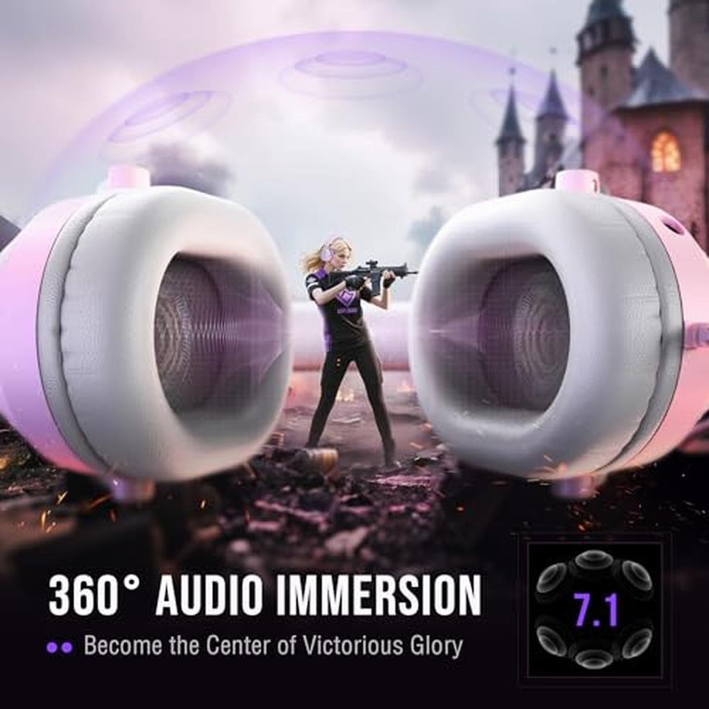 Headset Ear: FIFINE H13P Pink Over-Ear Gaming Headset – Close-up Detail