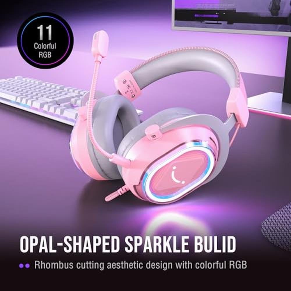 Headset Ear: FIFINE H13P Pink Over-Ear Gaming Headset – In Use