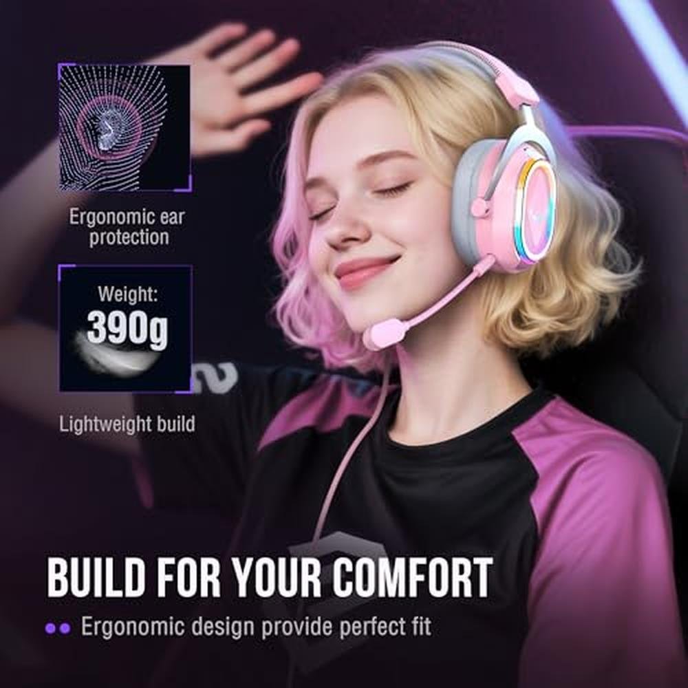 Headset Ear: FIFINE H13P Pink Over-Ear Gaming Headset – Packaging