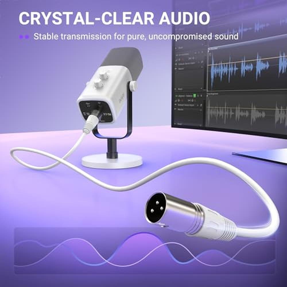 XLR Cable: FIFINE 5.9ft Balanced 3-Pin Microphone Cable – Close-up Detail