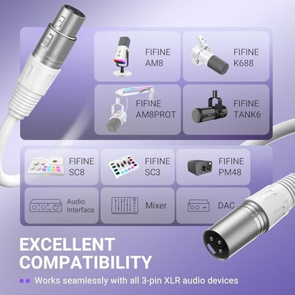 XLR Cable: FIFINE 5.9ft Balanced 3-Pin Microphone Cable – In Use