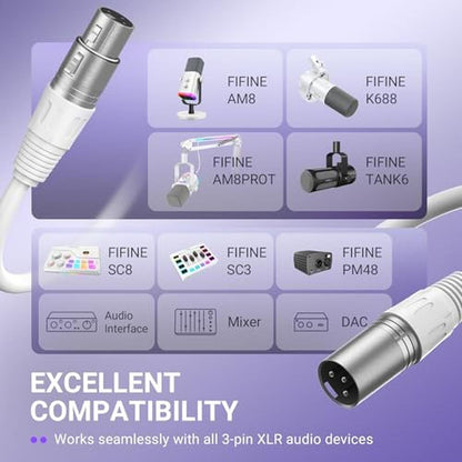 XLR Cable: FIFINE 5.9ft Balanced 3-Pin Microphone Cable – In Use