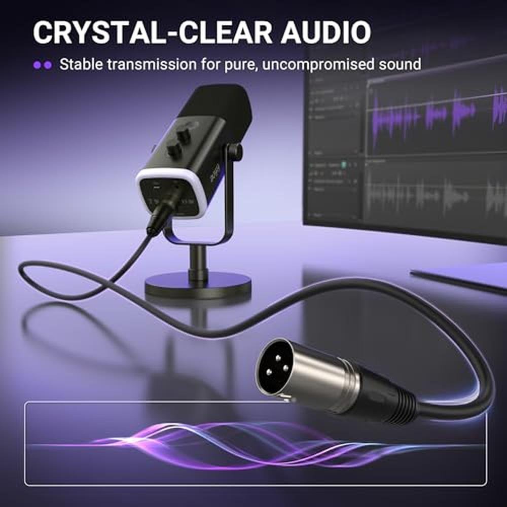 XLR Microphone: FIFINE XLR Microphone Cable 5.9ft – Side View