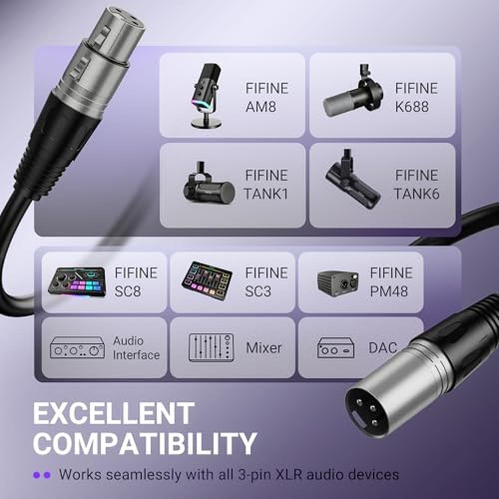 XLR Microphone: FIFINE XLR Microphone Cable 5.9ft – In Use
