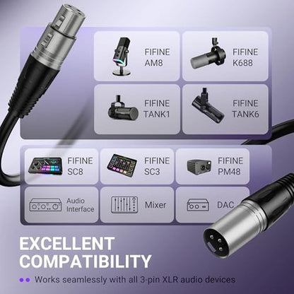 XLR Microphone: FIFINE XLR Microphone Cable 5.9ft – In Use