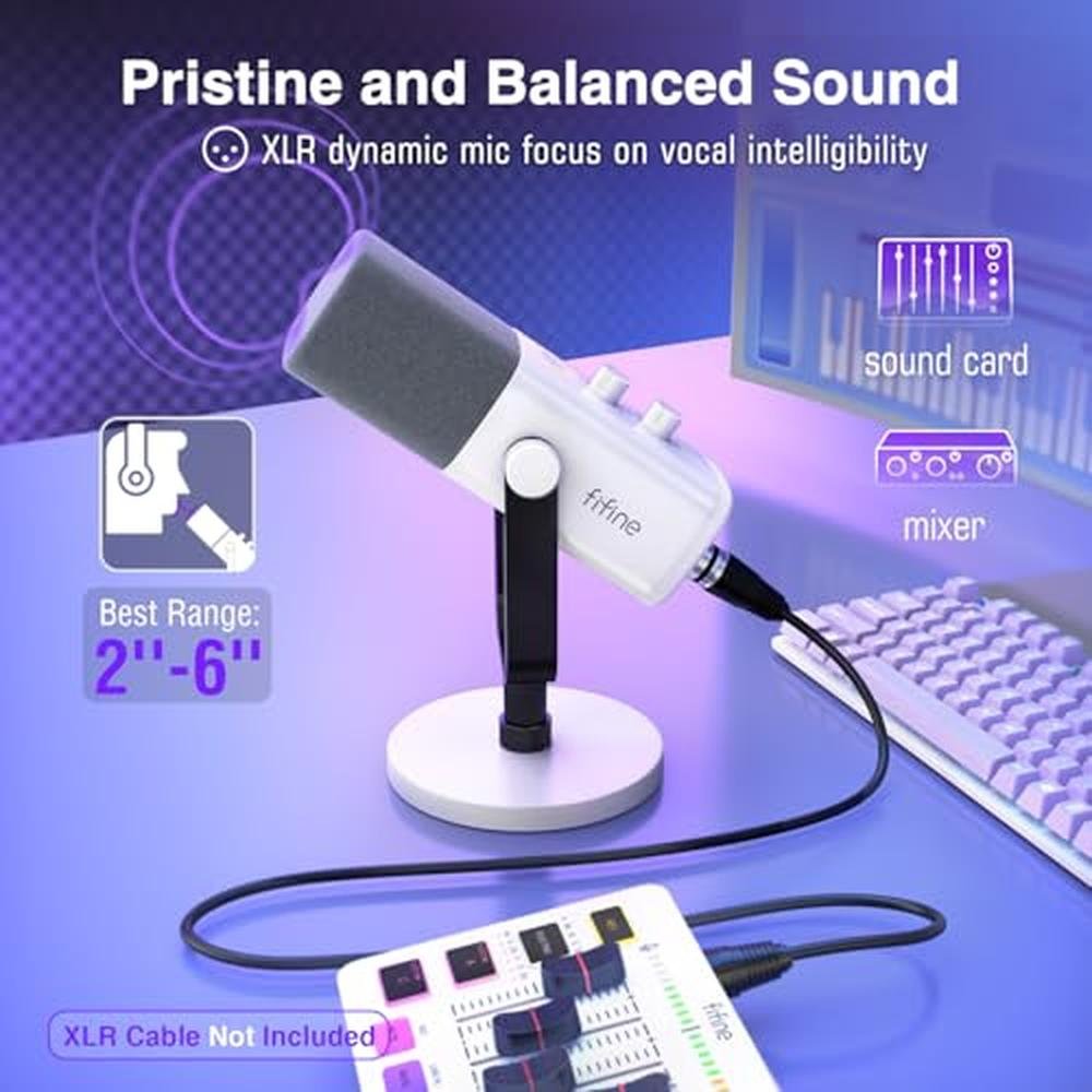 Fifine XLR USB Gaming Microphone – Side View