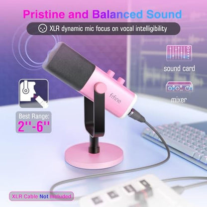 Microphone Mic: FIFINE XLR/USB Microphone Gaming Recording – Side View