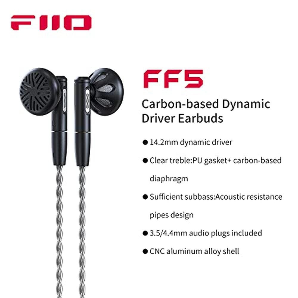 FiiO FF5 Carbon-Based Dynamic Driver in-Ear Earphone Clear – Side View