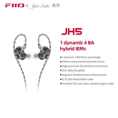 FiiO/JadeAudio JH5 1DD+4BA Hybrid 5 Drivers HiFi in-Ear – Side View
