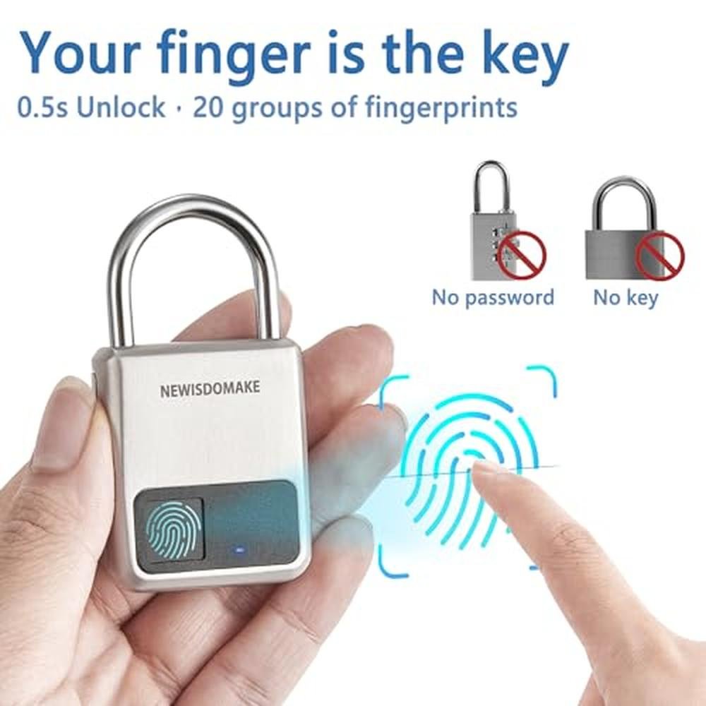 Fingerprint Padlock: Smart Lock with Biometric Technology – Side View