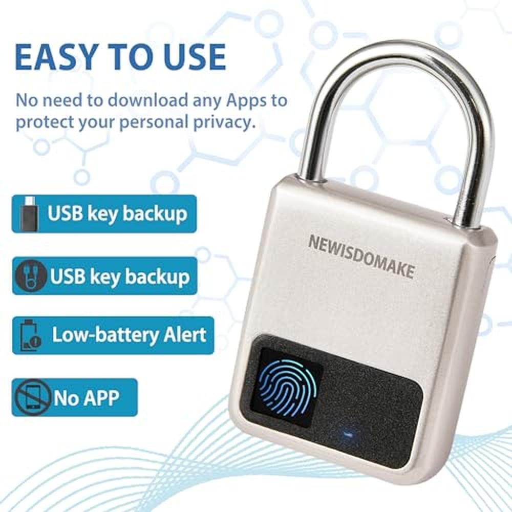 Fingerprint Padlock: Smart Lock with Biometric Technology – Close-up Detail