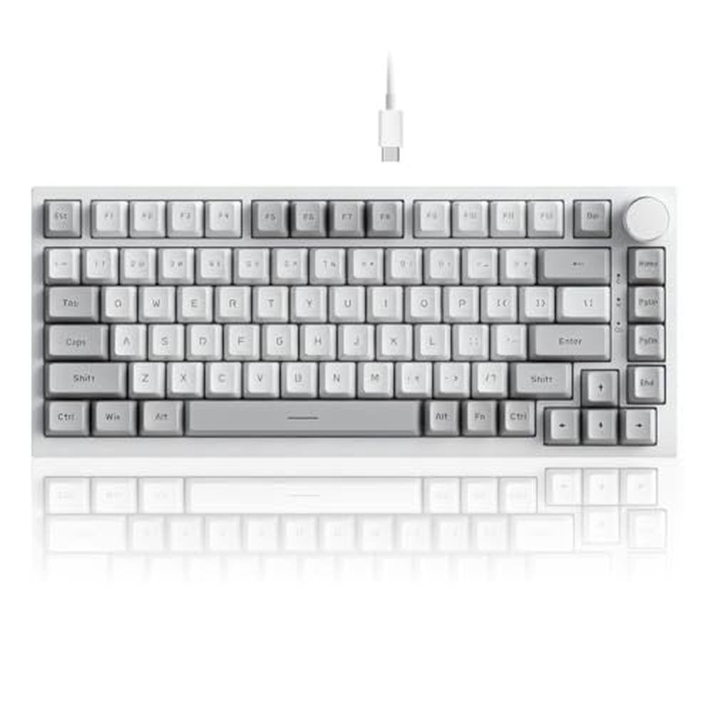 Keyboard White: AK820 Wired 75% Mechanical Keyboard Hot – Front View