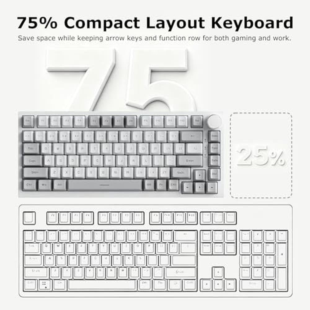 Keyboard White: AK820 Wired 75% Mechanical Keyboard Hot – Close-up Detail