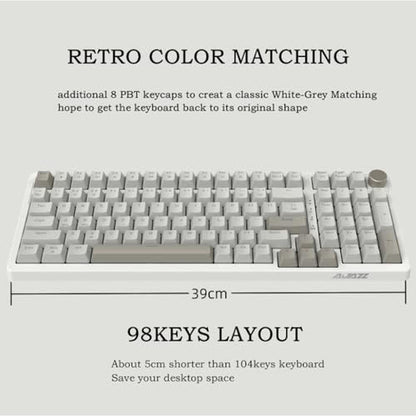 Keyboard Keys: AK992 Retro Wired Mechanical Keyboard 98 – Side View