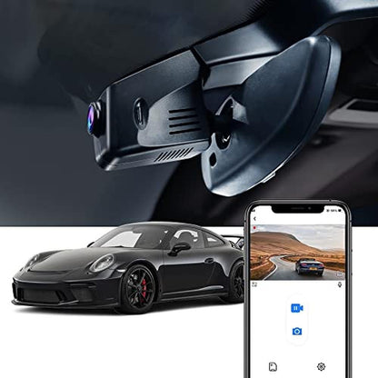 Fitcamx 4K Dash Cam Compatible with Porsche 718 Boxster – Front View