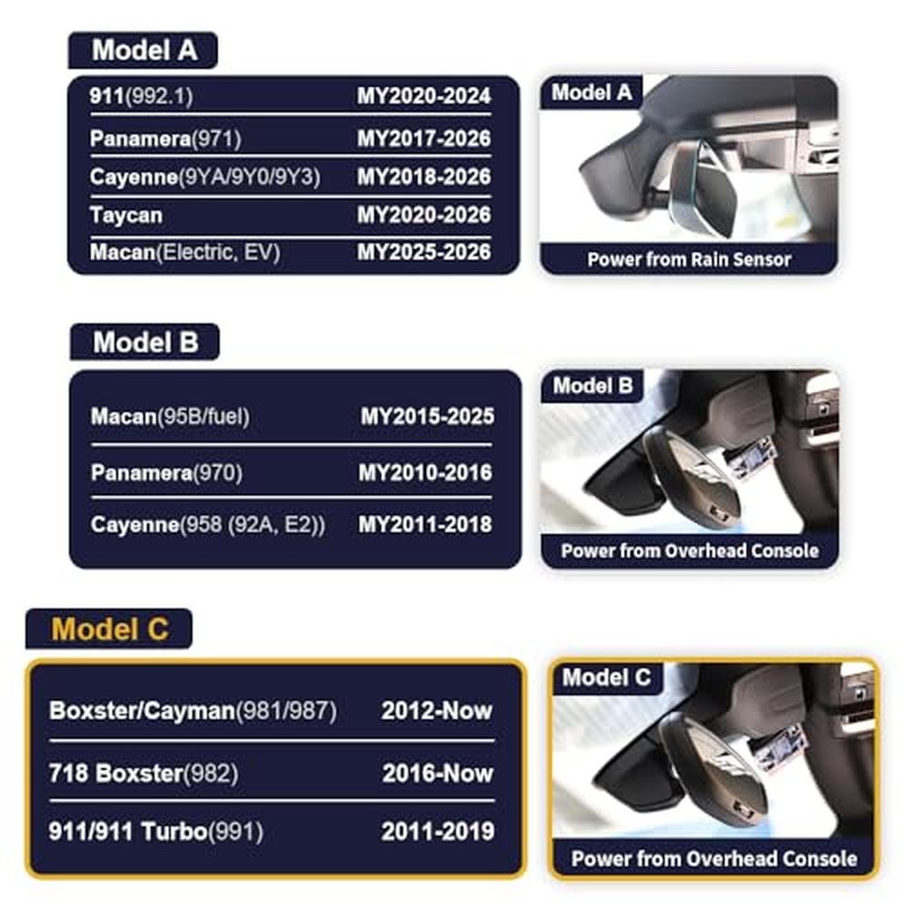 Fitcamx 4K Dash Cam Compatible with Porsche 718 Boxster – Side View