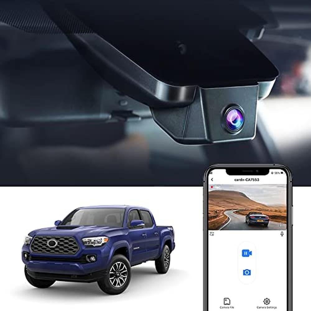 Fitcamx 4K Dash Cam Compatible with Toyota Tacoma 2018 2019 – Front View