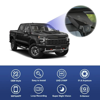 Fitcamx 4K Dash Cam Suitable for Chevy Silverado 2022-2025 – In Use