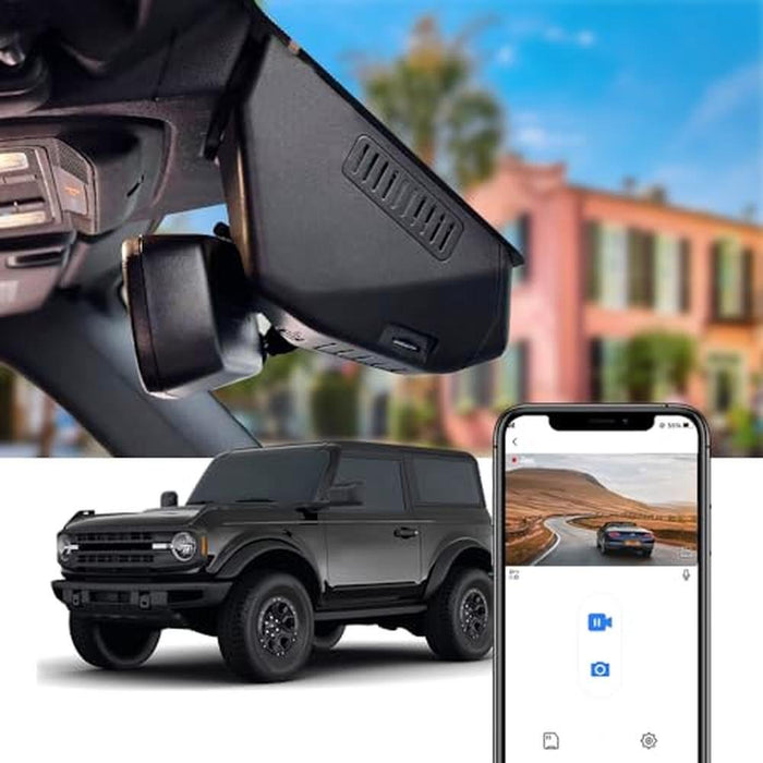 Fitcamx 4K Dash Cam Suitable for Ford Bronco 2021-2024 & – Front View