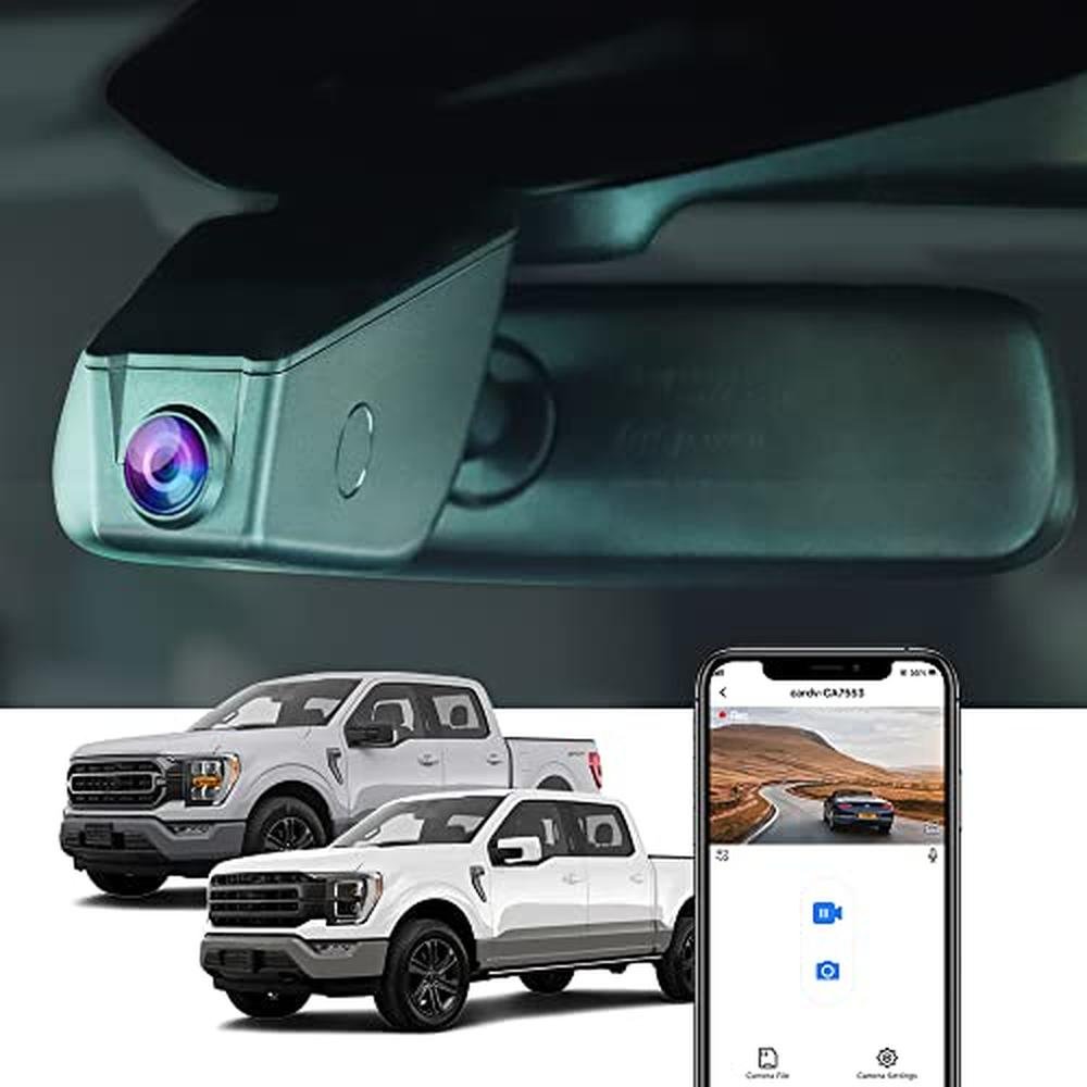 Fitcamx 4K Dash Cam Suitable for Ford F150 & F250 2021-2025 – Front View