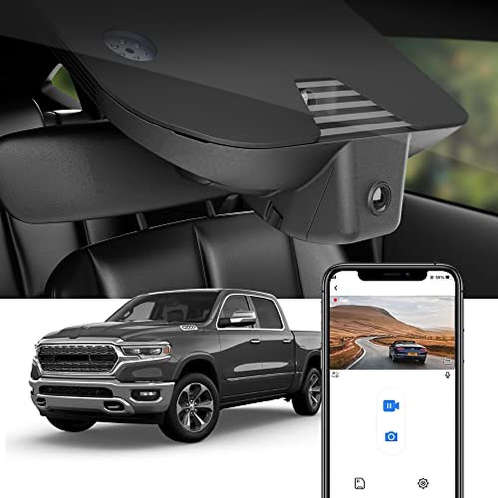 Fitcamx 4K Dash Cam Suitable for RAM 1500 (Model B) – Front View