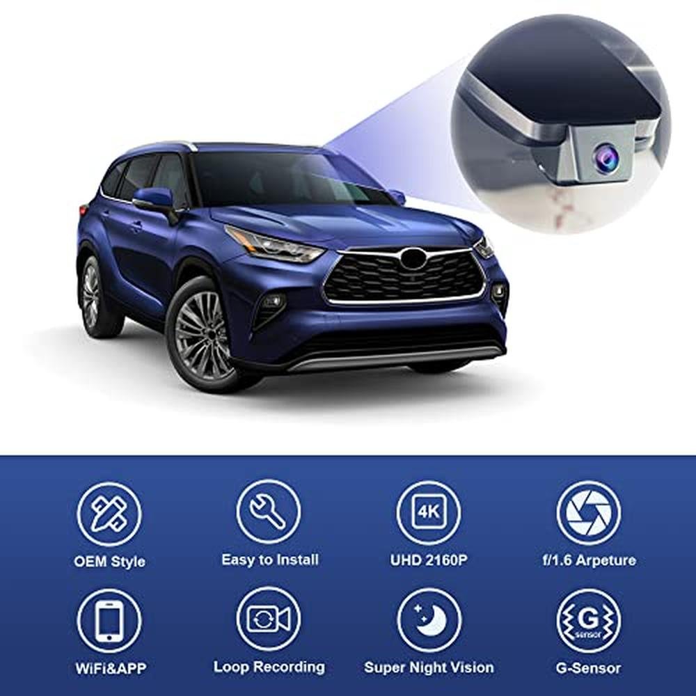 Fitcamx 4K Dash Cam Suitable for Toyota Highlander – Close-up Detail