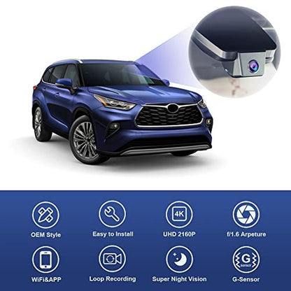 Fitcamx 4K Dash Cam Suitable for Toyota Highlander – Close-up Detail