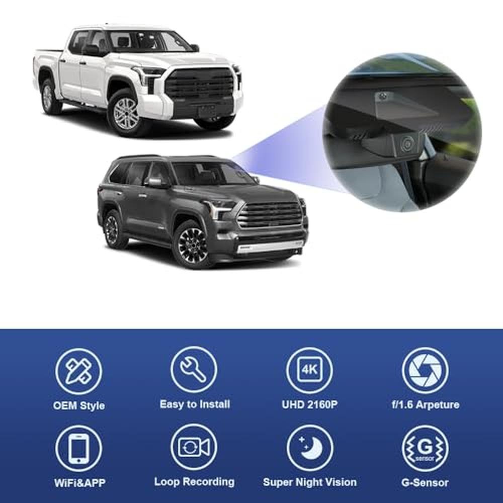 Fitcamx 4K Dash Cam Suitable for Toyota Tundra 2022-2026 – In Use