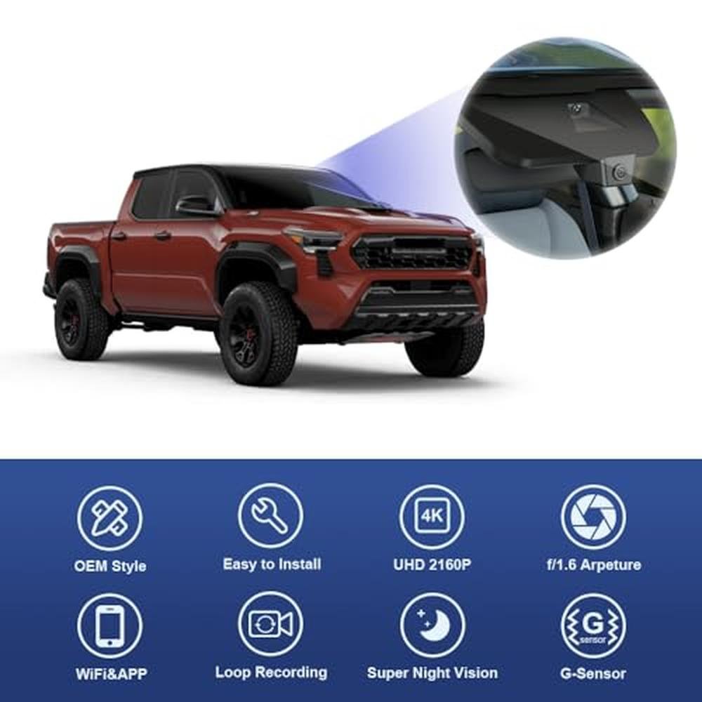 Fitcamx 4K Dash Cam Suitable for Toyota Tacoma & Hybrid – Close-up Detail