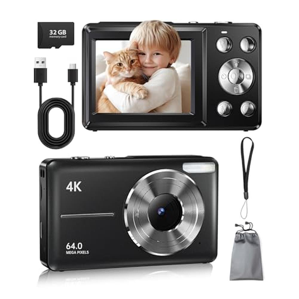 Digital Photography: FLATIC 4K Digital Camera 32GB TF Card – Front View
