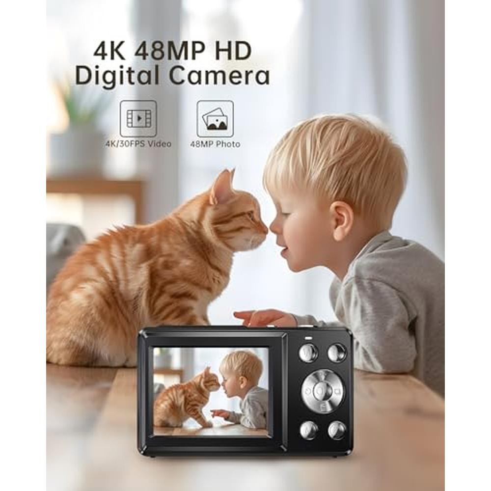 Digital Photography: FLATIC 4K Digital Camera 32GB TF Card – Side View