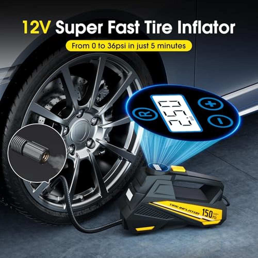 Tire Air: Flykid Tire Inflator Portable Air Compressor 12V – Close-up Detail