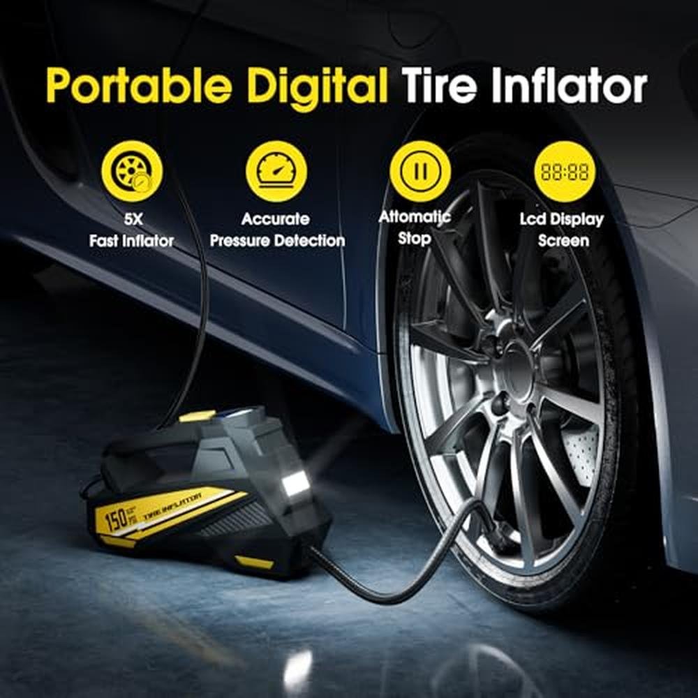 Tire Air: Flykid Tire Inflator Portable Air Compressor 12V – In Use