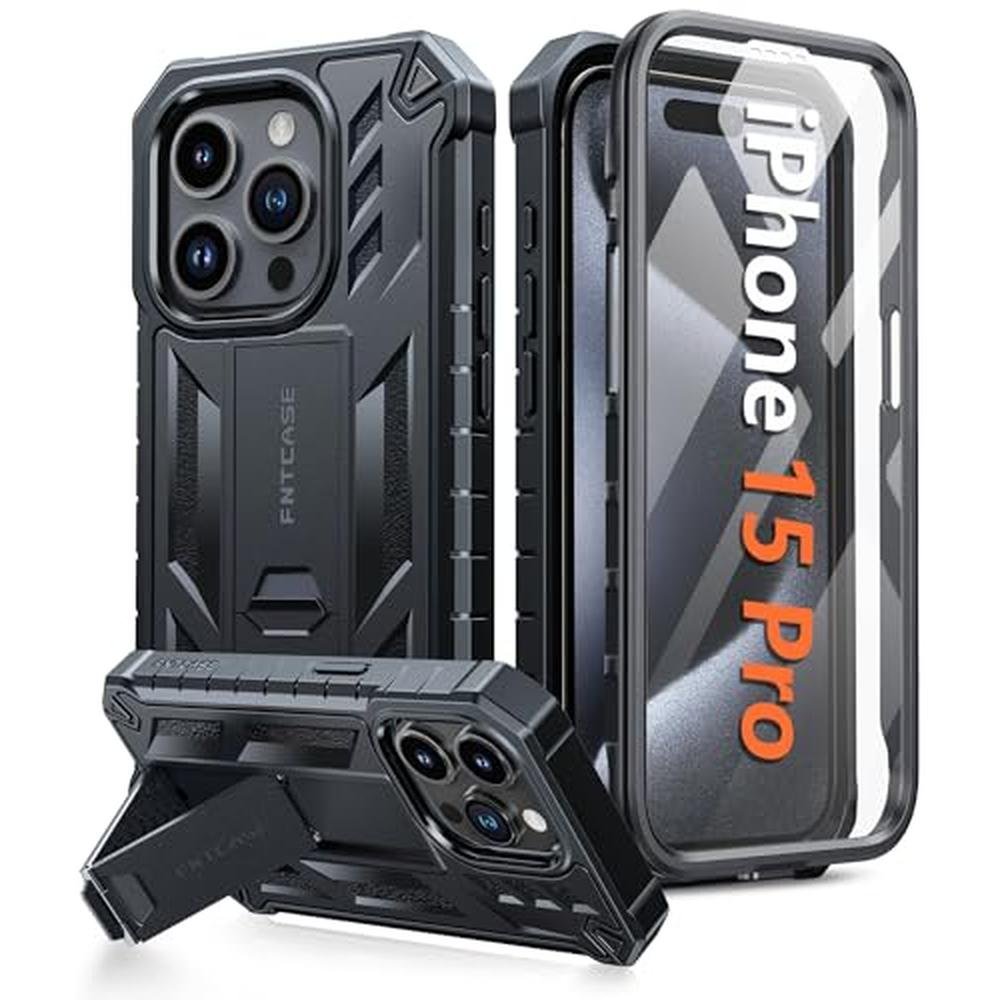 FNTCASE iPhone 15 Pro Case: Military-Grade Drop Proof – Front View