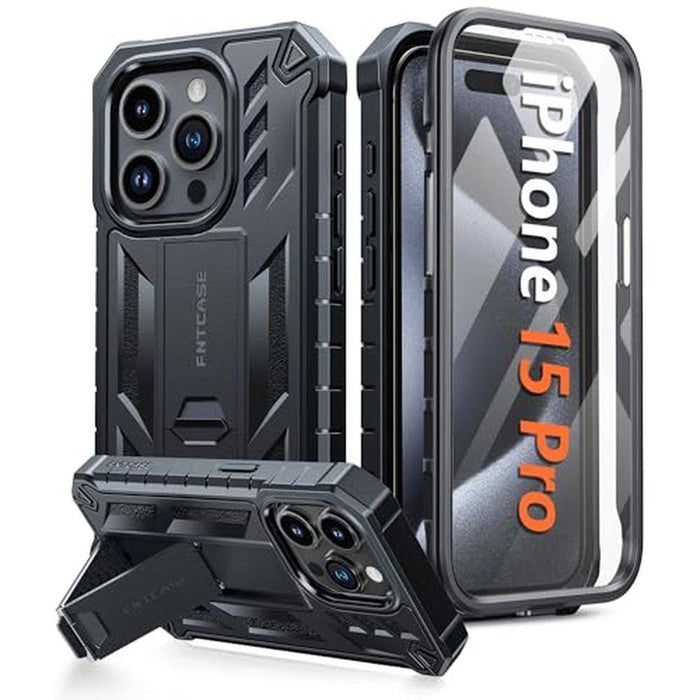 FNTCASE iPhone 15 Pro Case: Military-Grade Drop Proof – Front View