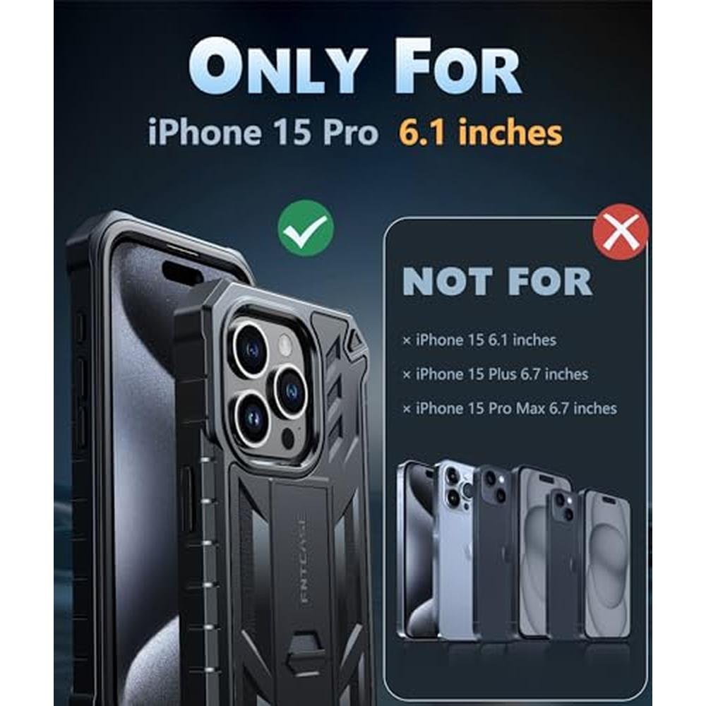 FNTCASE iPhone 15 Pro Case: Military-Grade Drop Proof – Side View