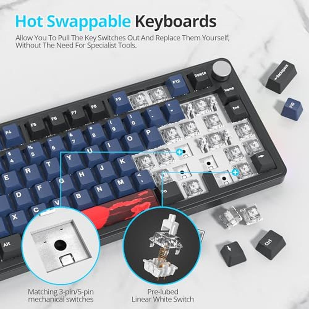 Fogruaden M75 Wireless Creamy 75% Mechanical Gaming Keyboard – Close-up Detail