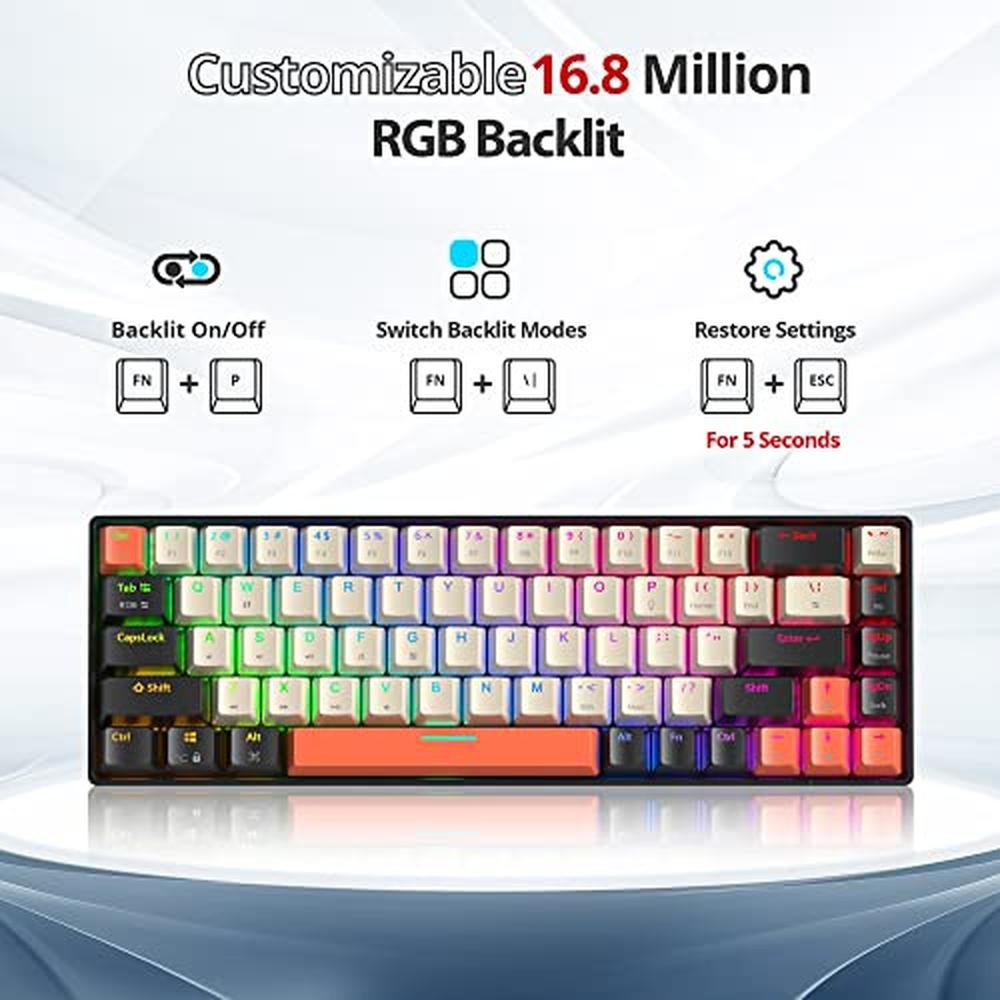 Keyboard Percent: Fogruaden RGB Wired 60 Percent Mechanical – Close-up Detail