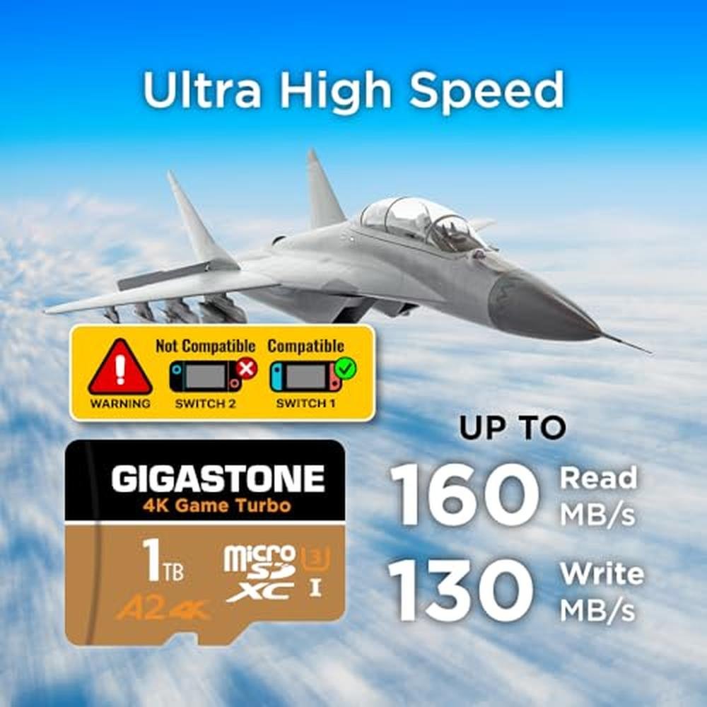 Switch Only: GIGASTONE 1TB Micro SD Card 4K Game Turbo Up – Close-up Detail