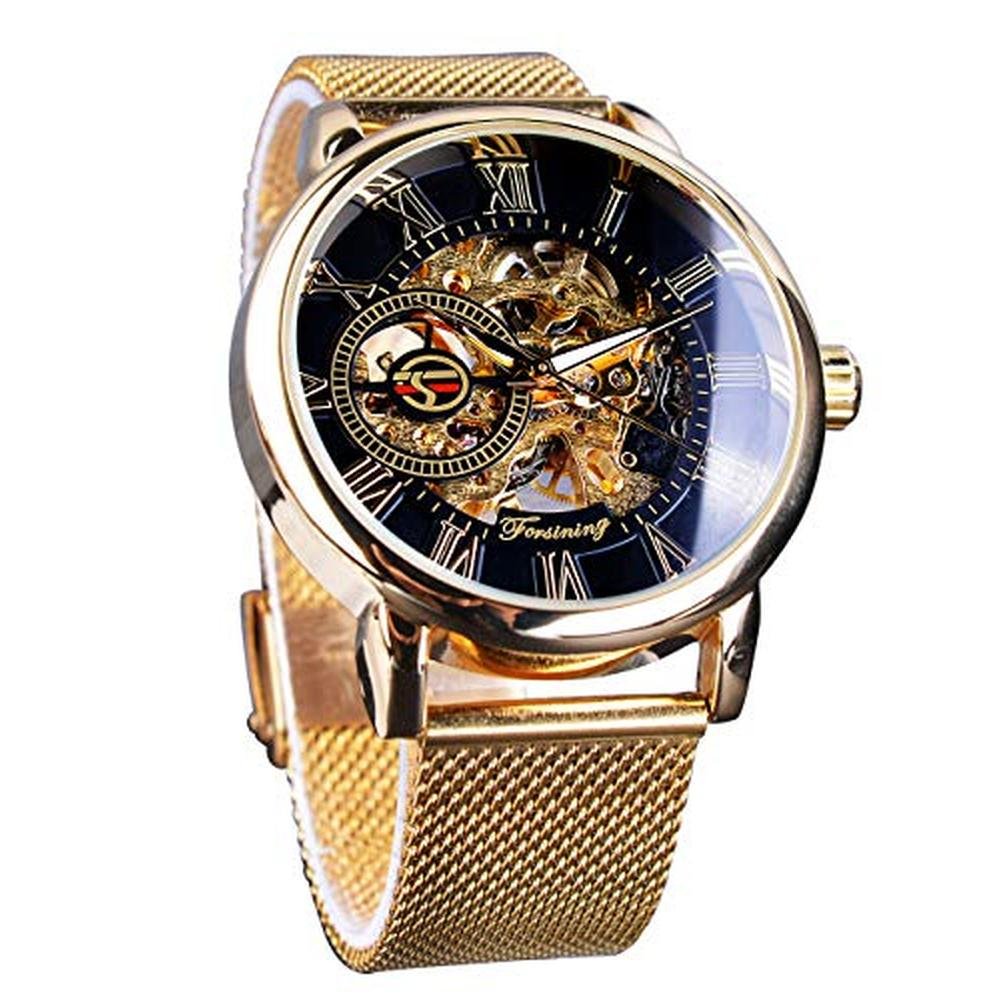 Watch Men: FORSINING Men's Skeleton Steampunk Mechanical – Front View