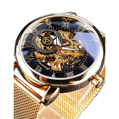 Watch Men: FORSINING Men's Skeleton Steampunk Mechanical – Side View