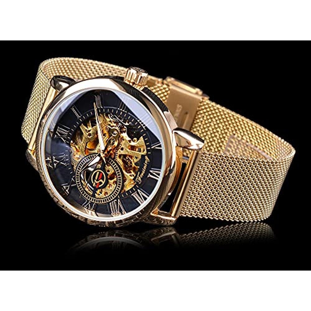 Watch Men: FORSINING Men's Skeleton Steampunk Mechanical – Close-up Detail