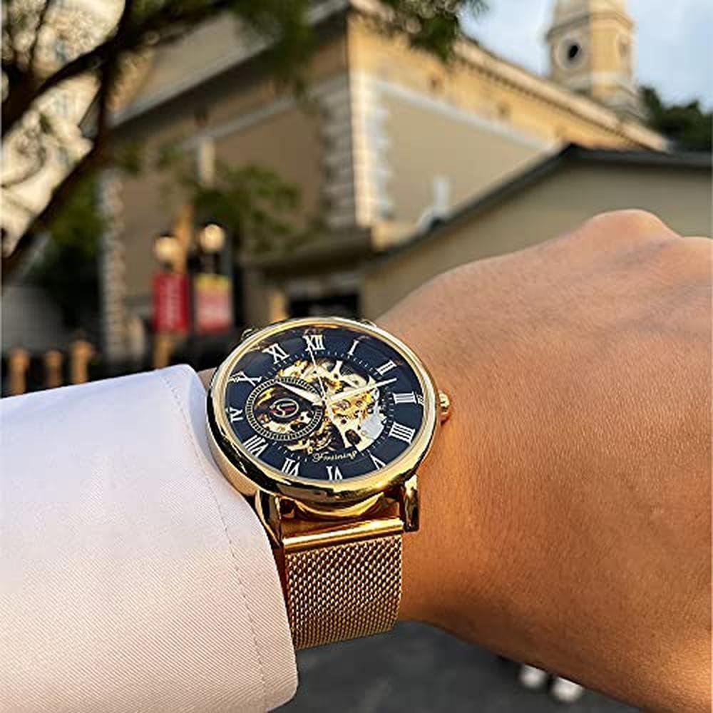 Watch Men: FORSINING Men's Skeleton Steampunk Mechanical – In Use