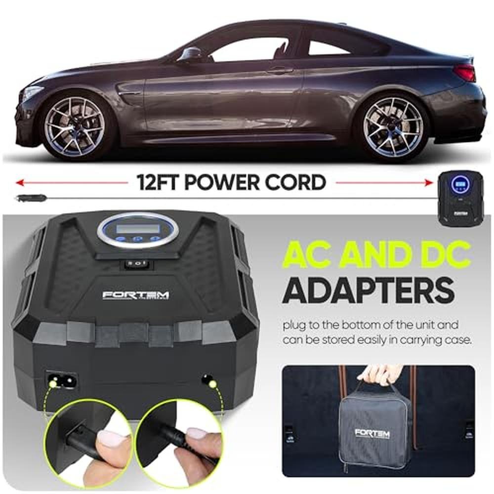 Tire Air: FORTEM Tire Inflator Portable Air Compressor – Close-up Detail