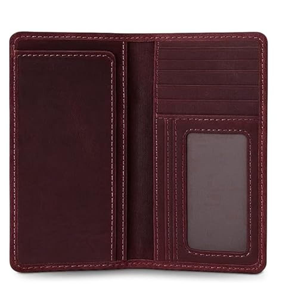 Full-Grain Leather Classic Long Bifold Wallet – Front View