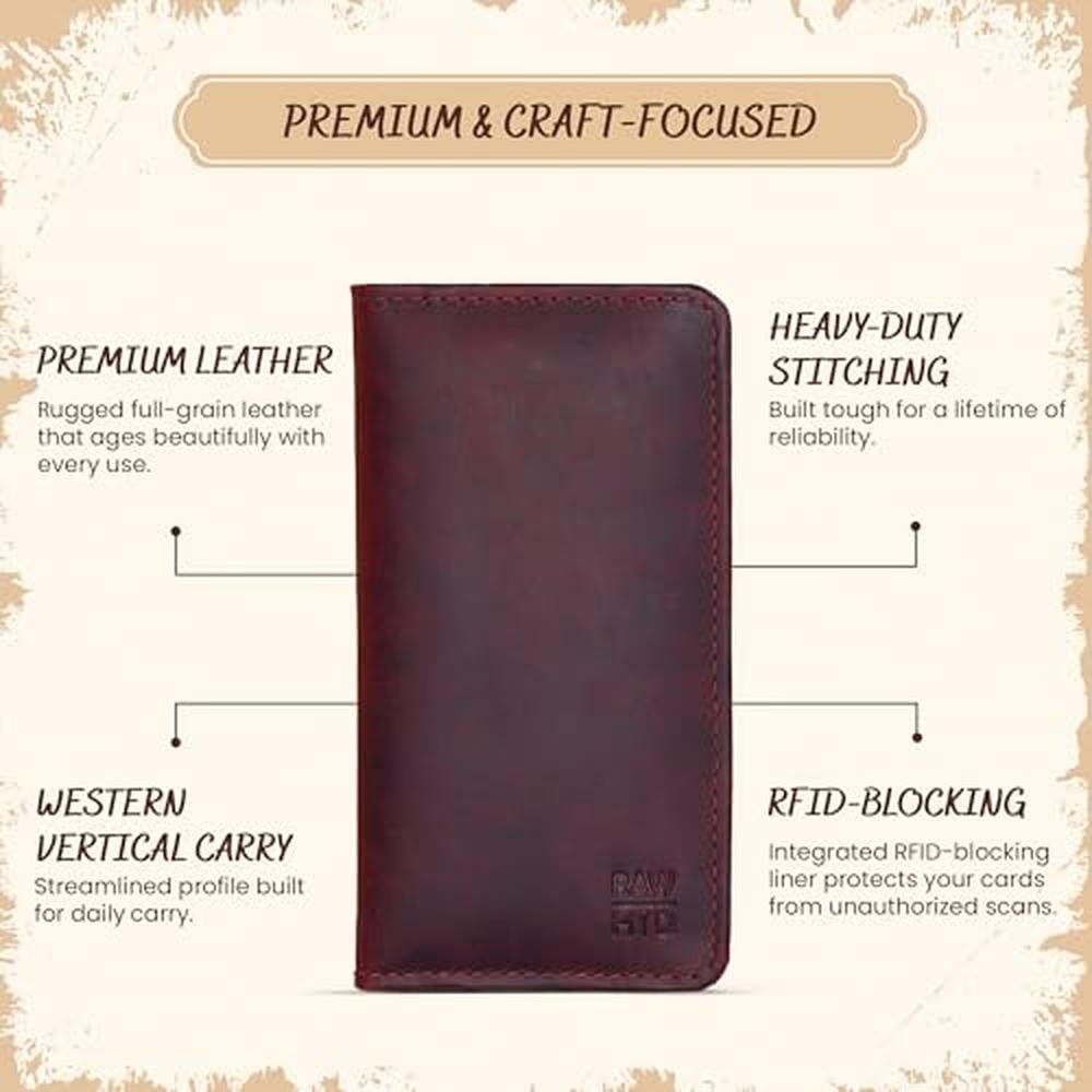 Full-Grain Leather Classic Long Bifold Wallet – Side View