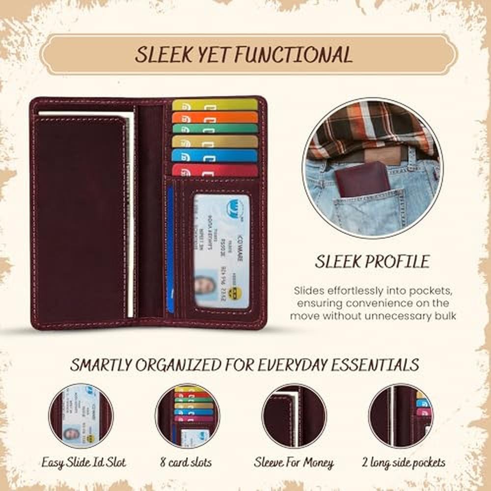 Full-Grain Leather Classic Long Bifold Wallet – In Use