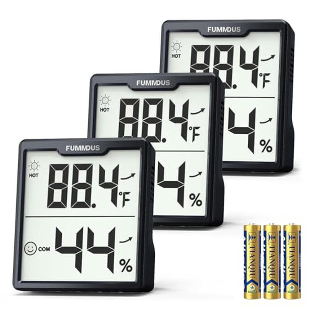 Humidity Meter: FUMMDUS 3 Pieces Digital Hygrometer Indoor – Front View