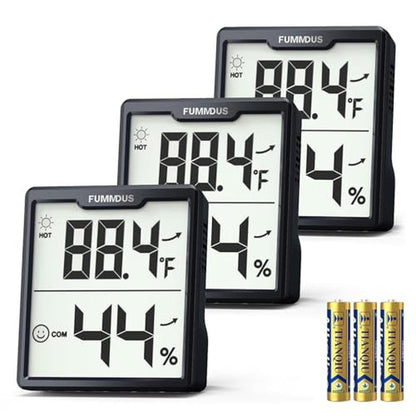 Humidity Meter: FUMMDUS 3 Pieces Digital Hygrometer Indoor – Front View